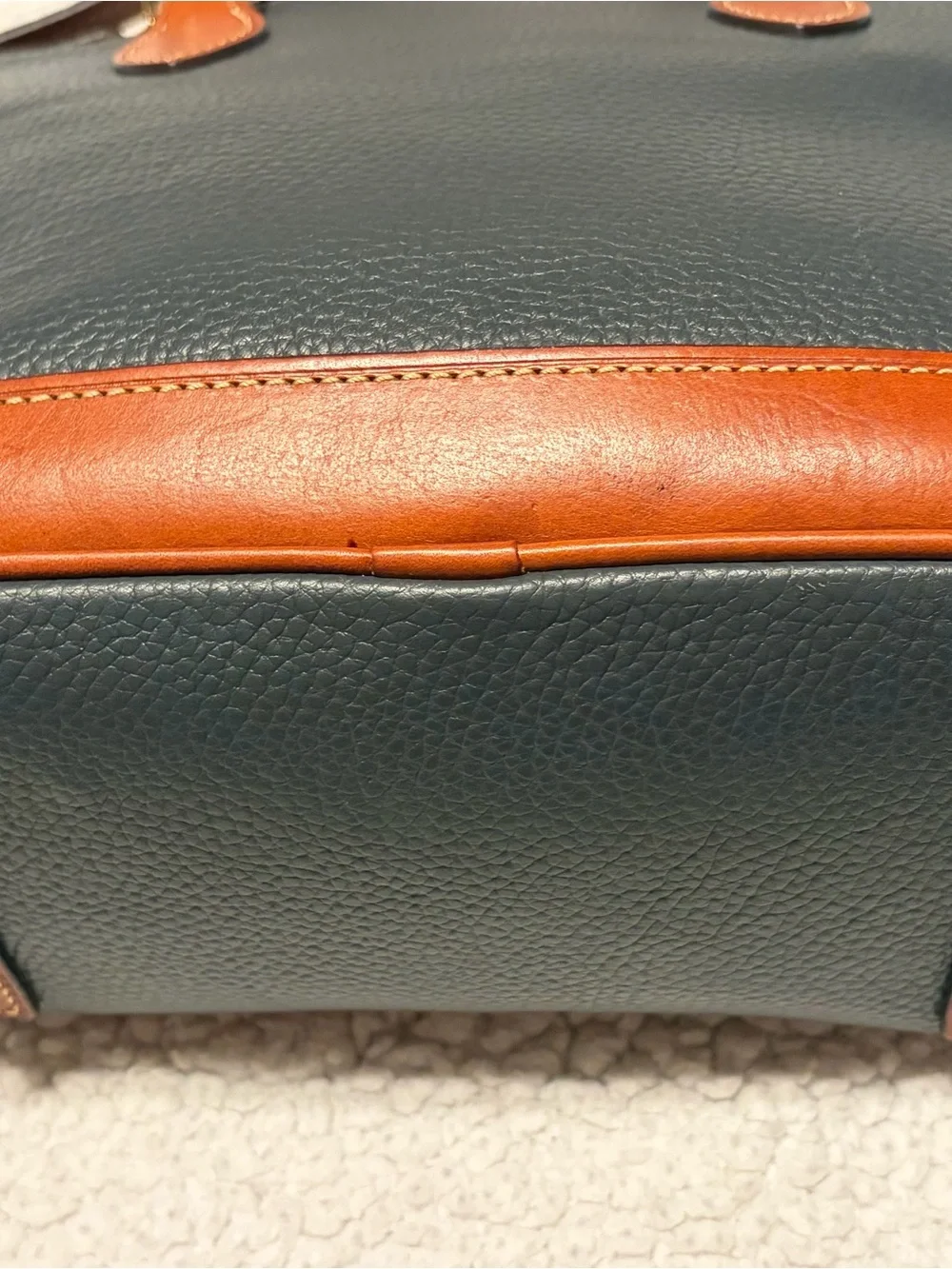 Dooney & Bourke Gray and Tan Pebbled Leather Dome Satchel
